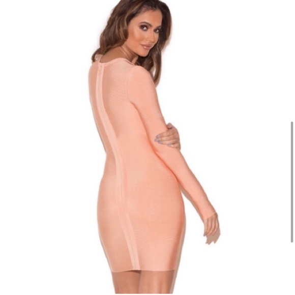House of CB Peach Pink Lace Front Reyna Bandage Mini Dress Size Small - Picture 8 of 8